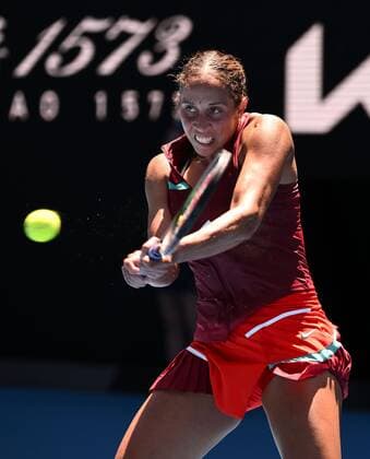 Mandatory Credit: Photo by James Gourley Shutterstock (12773752ab) Madison Keys in quarter final action Australian Open, Day Nine, Tennis, Melbourne Park, Melbourne, Australia - 25 Jan 2022 Australian Open, Day Nine, Tennis, Melbourne Park, Melbourne, Australia - 25 Jan 2022 Copyright: xJamesxGourley Shutterstockx 12773752ab