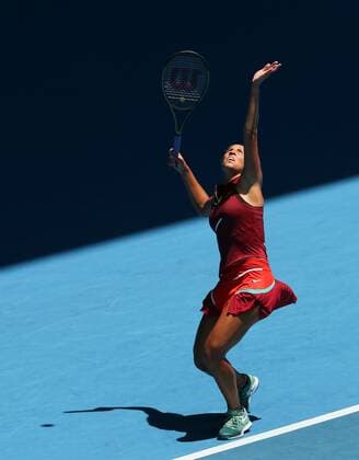 Mandatory Credit: Photo by Ella Ling Shutterstock (12773750ag) Madison Keys in quarter final action Australian Open, Day Nine, Tennis, Melbourne Park, Melbourne, Australia - 25 Jan 2022 Australian Open, Day Nine, Tennis, Melbourne Park, Melbourne, Australia - 25 Jan 2022 Copyright: xEllaxLing Shutterstockx 12773750ag
