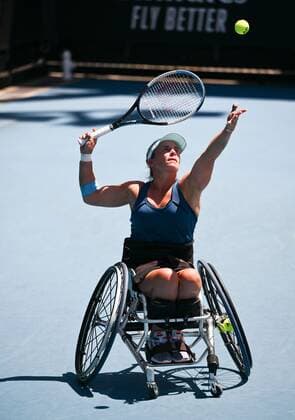 Mandatory Credit: Photo by James Gourley Shutterstock (12773752ay) Diede De Groot in Women s Wheelchair Singles semi final action Australian Open, Day Nine, Tennis, Melbourne Park, Melbourne, Australia - 25 Jan 2022 Australian Open, Day Nine, Tennis, Melbourne Park, Melbourne, Australia - 25 Jan 2022 Copyright: xJamesxGourley Shutterstockx 12773752ay