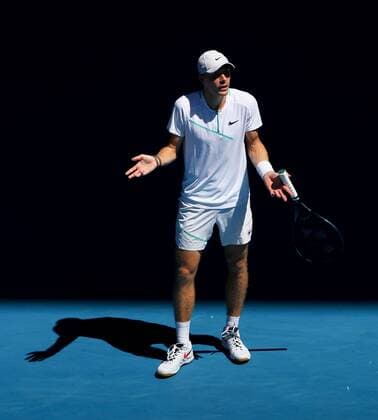 Mandatory Credit: Photo by Ella Ling Shutterstock (12773750cf) Denis Shapovalov complains about Nadal taking his time between points Australian Open, Day Nine, Tennis, Melbourne Park, Melbourne, Australia - 25 Jan 2022 Australian Open, Day Nine, Tennis, Melbourne Park, Melbourne, Australia - 25 Jan 2022 Copyright: xEllaxLing Shutterstockx 12773750cf