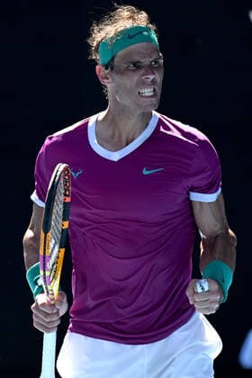 TENNIS AUSTRALIAN OPEN, Rafael Nadal of Spain gestures during his Men?s singles quarterfinal match against Denis Shapovalov of Canada on Day 9 of the Australian Open, at Melbourne Park, in Melbourne, Tuesday, January 25, 2022. ( NO ARCHIVING, EDITORIAL USE ONLY, NO USE IN BOOKS WITHOUT CONSENT MELBOURNE VIC AUSTRALIA  Copyright: xDEANxLEWINSx 20220125001616823854