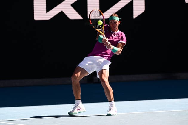 Mandatory Credit: Photo by James Gourley Shutterstock (12773752cr) Rafael Nadal during his quarter-final match Australian Open, Day Nine, Tennis, Melbourne Park, Melbourne, Australia - 25 Jan 2022 Australian Open, Day Nine, Tennis, Melbourne Park, Melbourne, Australia - 25 Jan 2022 Copyright: xJamesxGourley Shutterstockx 12773752cr
