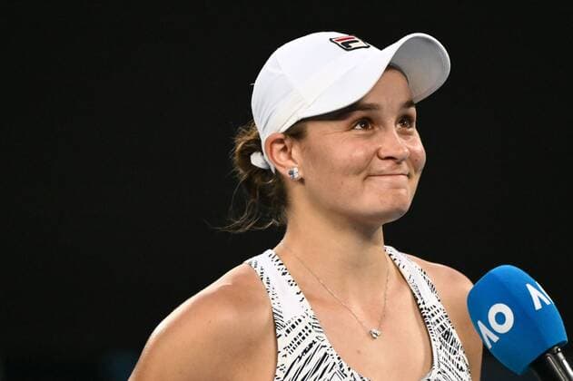 Mandatory Credit: Photo by James Gourley Shutterstock (12773752ft) Ashleigh Barty celebrates victory in her quarter-final match Australian Open, Day Nine, Tennis, Melbourne Park, Melbourne, Australia - 25 Jan 2022 Australian Open, Day Nine, Tennis, Melbourne Park, Melbourne, Australia - 25 Jan 2022 Copyright: xJamesxGourley Shutterstockx 12773752ft
