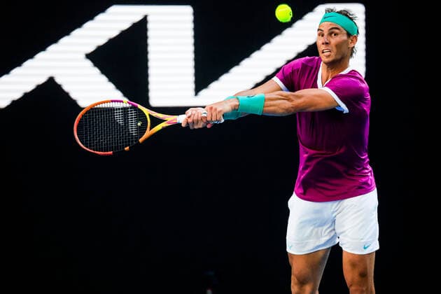 January 25, 2022, Melbourne, Victoria, Australia: MELBOURNE, AUSTRALIA - JANUARY 25: Rafael Nadal of Spain beats Denis Shapovalov of Canada on day 9 of the 2022 Australian Open at Melbourne Park on January 25, 2022 in Melbourne, Australia. Melbourne Australia - ZUMAp121 20220125_zsp_p121_091 Copyright: xChrisxPutnamx