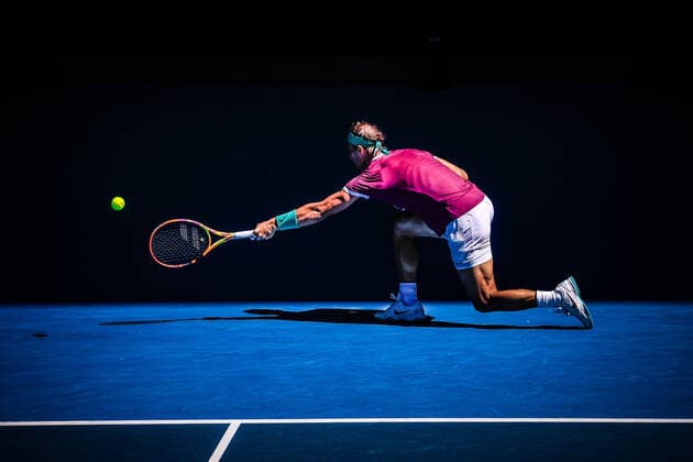 January 25, 2022, Melbourne, Victoria, Australia: MELBOURNE, AUSTRALIA - JANUARY 25: Rafael Nadal of Spain beats Denis Shapovalov of Canada on day 9 of the 2022 Australian Open at Melbourne Park on January 25, 2022 in Melbourne, Australia. Melbourne Australia - ZUMAp121 20220125_zsp_p121_103 Copyright: xChrisxPutnamx