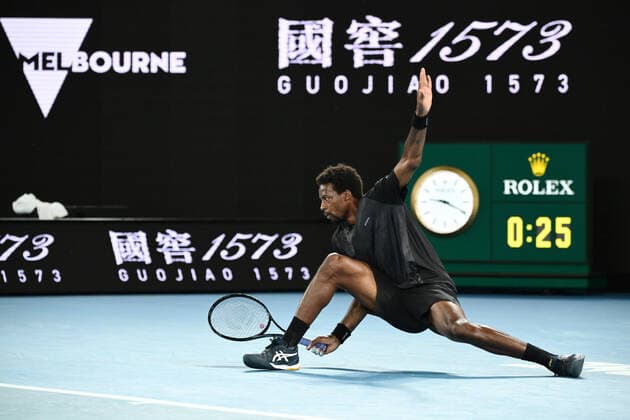 Mandatory Credit: Photo by James Gourley Shutterstock (12773752gx) Gael Monfils during his quarter-final match Australian Open, Day Nine, Tennis, Melbourne Park, Melbourne, Australia - 25 Jan 2022 Australian Open, Day Nine, Tennis, Melbourne Park, Melbourne, Australia - 25 Jan 2022 Copyright: xJamesxGourley Shutterstockx 12773752gx