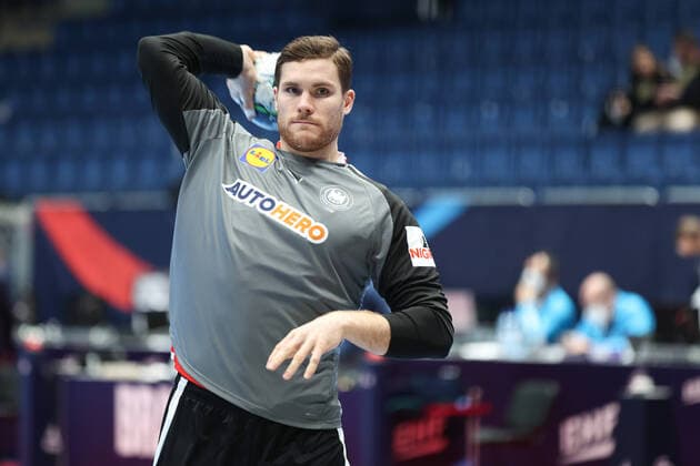 HANDBALL - EHF EURO 2022 BRATISLAVA,SLOVAKIA,25.JAN.22 - HANDBALL - EHF European Men s Handball Championship 2022, main round, Germany vs Russia. Image shows Johannes Golla (GER) during warmup.  GEPAxpictures xArminxRauthner