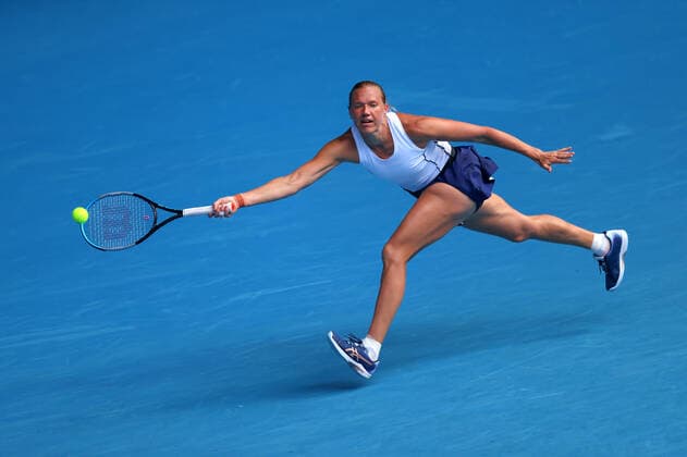 Mandatory Credit: Photo by Ella Ling Shutterstock (12773755bn) Kaia Kanepi during her quarter final match Australian Open, Day Ten, Tennis, Melbourne Park, Melbourne, Australia - 26 Jan 2022 Australian Open, Day Ten, Tennis, Melbourne Park, Melbourne, Australia - 26 Jan 2022 Copyright: xEllaxLing Shutterstockx 12773755bn