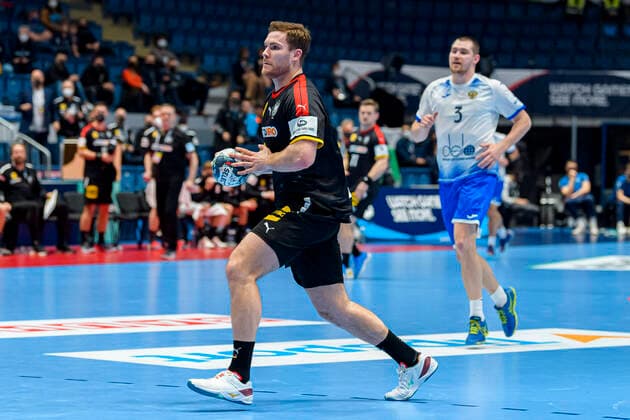 Bratislava, 25 January 2022 Handball EHF European Championship, Main Round, Group 2, Germany Russia Johannes Golla Germany SG Flensburg Bratislava Ondreja Nepelu Arena Slovakia