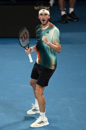 Mandatory Credit: Photo by James Gourley Shutterstock (12773754cq) Stefanos Tsitsipas during his quarter final match Australian Open, Day Ten, Tennis, Melbourne Park, Melbourne, Australia - 26 Jan 2022 Australian Open, Day Ten, Tennis, Melbourne Park, Melbourne, Australia - 26 Jan 2022 Copyright: xJamesxGourley Shutterstockx 12773754cq