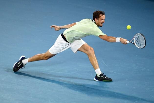 Mandatory Credit: Photo by James Gourley Shutterstock (12773754ef) Daniil Medvedev during his quarter final match Australian Open, Day Ten, Tennis, Melbourne Park, Melbourne, Australia - 26 Jan 2022 Australian Open, Day Ten, Tennis, Melbourne Park, Melbourne, Australia - 26 Jan 2022 Copyright: xJamesxGourley Shutterstockx 12773754ef