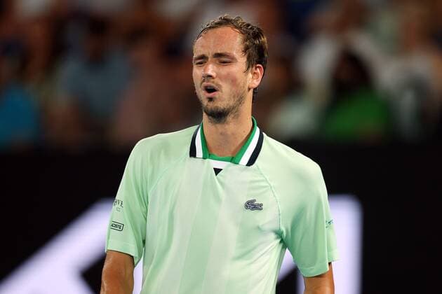 Mandatory Credit: Photo by Ella Ling Shutterstock (12773755ds) Daniil Medvedev during his quarter final match Australian Open, Day Ten, Tennis, Melbourne Park, Melbourne, Australia - 26 Jan 2022 Australian Open, Day Ten, Tennis, Melbourne Park, Melbourne, Australia - 26 Jan 2022 Copyright: xEllaxLing Shutterstockx 12773755ds