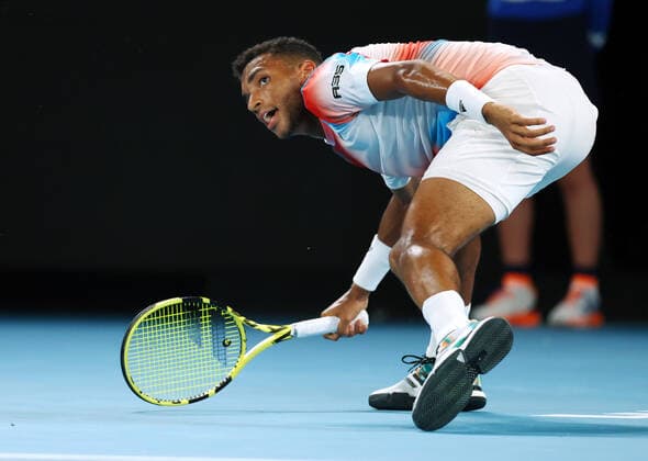 Mandatory Credit: Photo by Ella Ling Shutterstock (12773755dt) Felix Auger-Aliassime during his quarter final match Australian Open, Day Ten, Tennis, Melbourne Park, Melbourne, Australia - 26 Jan 2022 Australian Open, Day Ten, Tennis, Melbourne Park, Melbourne, Australia - 26 Jan 2022 Copyright: xEllaxLing Shutterstockx 12773755dt