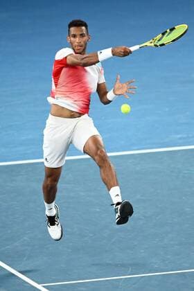 Mandatory Credit: Photo by James Gourley Shutterstock (12773754fj) Felix Auger-Aliassime during his quarter final match Australian Open, Day Ten, Tennis, Melbourne Park, Melbourne, Australia - 26 Jan 2022 Australian Open, Day Ten, Tennis, Melbourne Park, Melbourne, Australia - 26 Jan 2022 Copyright: xJamesxGourley Shutterstockx 12773754fj