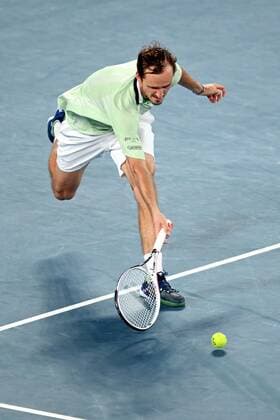 Mandatory Credit: Photo by James Gourley Shutterstock (12773754fs) Daniil Medvedev during his quarter final match Australian Open, Day Ten, Tennis, Melbourne Park, Melbourne, Australia - 26 Jan 2022 Australian Open, Day Ten, Tennis, Melbourne Park, Melbourne, Australia - 26 Jan 2022 Copyright: xJamesxGourley Shutterstockx 12773754fs