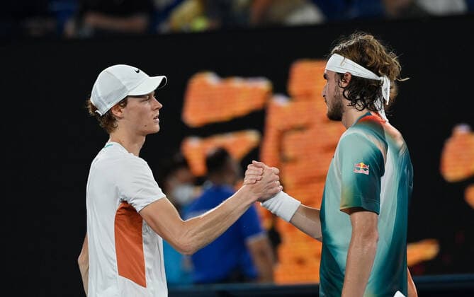 2022 Australian Open Jannik Sinner , Italy and Stefanos Tsitsipas , Greece