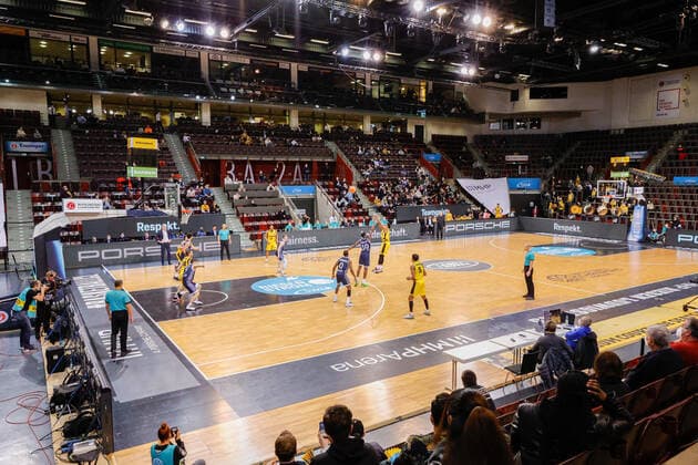 Ludwigsburg , Basketball Champions League MHP Riesen Ludwigsburg vs JDA Dijon , Feature, the MHP Arena with 500 spectators