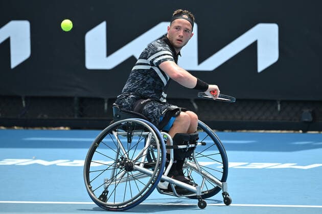 TENNIS AUSTRALIAN OPEN, Alfie Hewett of Great Britain during his Men s Wheelchair Singles final match against Shingo Kunieda of Japan on day 11 of the Australian Open at Melbourne Park in Melbourne, Thursday, January 27, 2022. ( NO ARCHIVING, EDITORIAL USE ONLY, NO USE IN BOOKS WITHOUT CONSENT MELBOURNE VICTORIA AUSTRALIA  Copyright: xJOELxCARRETTx 20220127001617480105
