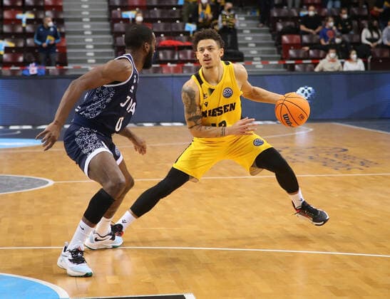 Jonah Radebaugh Riesen MHP Riesen Ludwigsburg vs JDA Dijon Basketball Champions League 2021 2022 Ludwigsburg , GER, 26 01 2022,