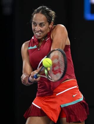 Mandatory Credit: Photo by James Gourley Shutterstock (12773760ey) Madison Keys in semi final action Australian Open, Day Eleven, Tennis, Melbourne Park, Melbourne, Australia - 27 Jan 2022 Australian Open, Day Eleven, Tennis, Melbourne Park, Melbourne, Australia - 27 Jan 2022 Copyright: xJamesxGourley Shutterstockx 12773760ey
