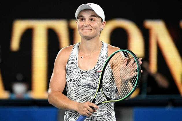 TENNIS AUSTRALIAN OPEN, Ashleigh Barty of Australia celebrates after winning her Women?s singles semifinal against Madison Keys of the USA on Day 11 of the Australian Open, at Melbourne Park, in Melbourne, Thursday, January 27, 2022. ( NO ARCHIVING, EDITORIAL USE ONLY, NO USE IN BOOKS WITHOUT CONSENT MELBOURNE VIC AUSTRALIA  Copyright: xDAVExHUNTx 20220127001617554395