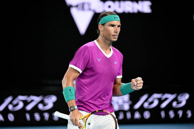 TENNIS AUSTRALIAN OPEN, Rafael Nadal of Spain gestures during his Men?s semifinal match against Matteo Berrettini of Italy on Day 12 of the Australian Open, at Melbourne Park, in Melbourne, Friday, January 28, 2022. ( NO ARCHIVING, EDITORIAL USE ONLY, NO USE IN BOOKS WITHOUT CONSENT MELBOURNE VIC AUSTRALIA  Copyright: xDAVExHUNTx 20220128001617774506