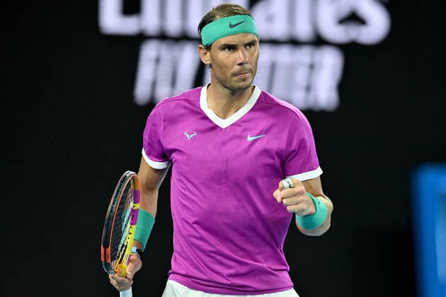 TENNIS AUSTRALIAN OPEN, Rafael Nadal of Spain gestures during his Men?s semifinal match against Matteo Berrettini of Italy on Day 12 of the Australian Open, at Melbourne Park, in Melbourne, Friday, January 28, 2022. ( NO ARCHIVING, EDITORIAL USE ONLY, NO USE IN BOOKS WITHOUT CONSENT MELBOURNE VIC AUSTRALIA  Copyright: xJOELxCARRETTx 20220128001617784717