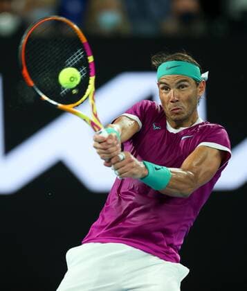 Mandatory Credit: Photo by Ella Ling Shutterstock (12775251e) Rafael Nadal in semi final action Australian Open, Day Twelve, Tennis, Melbourne Park, Melbourne, Australia - 28 Jan 2022 Australian Open, Day Twelve, Tennis, Melbourne Park, Melbourne, Australia - 28 Jan 2022 Copyright: xEllaxLing Shutterstockx 12775251e