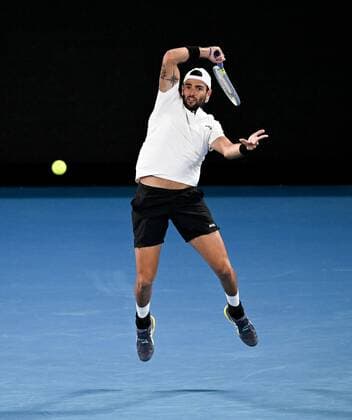 Mandatory Credit: Photo by James Gourley Shutterstock (12775245ae) Matteo Berrettini in semi final action Australian Open, Day Twelve, Tennis, Melbourne Park, Melbourne, Australia - 28 Jan 2022 Australian Open, Day Twelve, Tennis, Melbourne Park, Melbourne, Australia - 28 Jan 2022 Copyright: xJamesxGourley Shutterstockx 12775245ae