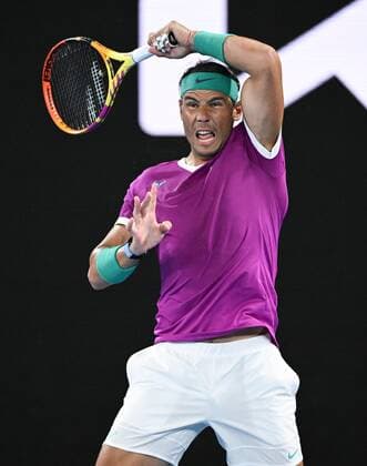 Mandatory Credit: Photo by James Gourley Shutterstock (12775245bt) Rafael Nadal in semi final action Australian Open, Day Twelve, Tennis, Melbourne Park, Melbourne, Australia - 28 Jan 2022 Australian Open, Day Twelve, Tennis, Melbourne Park, Melbourne, Australia - 28 Jan 2022 Copyright: xJamesxGourley Shutterstockx 12775245bt