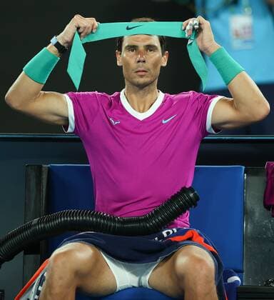 Mandatory Credit: Photo by Ella Ling Shutterstock (12775251au) Rafael Nadal in semi final action Australian Open, Day Twelve, Tennis, Melbourne Park, Melbourne, Australia - 28 Jan 2022 Australian Open, Day Twelve, Tennis, Melbourne Park, Melbourne, Australia - 28 Jan 2022 Copyright: xEllaxLing Shutterstockx 12775251au