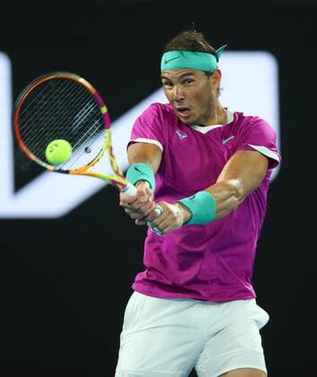Mandatory Credit: Photo by Ella Ling Shutterstock (12775251bv) Rafael Nadal in semi final action Australian Open, Day Twelve, Tennis, Melbourne Park, Melbourne, Australia - 28 Jan 2022 Australian Open, Day Twelve, Tennis, Melbourne Park, Melbourne, Australia - 28 Jan 2022 Copyright: xEllaxLing Shutterstockx 12775251bv