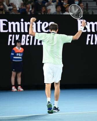 Mandatory Credit: Photo by James Gourley Shutterstock (12775245de) Daniil Medvedev in semi final action Australian Open, Day Twelve, Tennis, Melbourne Park, Melbourne, Australia - 28 Jan 2022 Australian Open, Day Twelve, Tennis, Melbourne Park, Melbourne, Australia - 28 Jan 2022 Copyright: xJamesxGourley Shutterstockx 12775245de