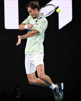 Mandatory Credit: Photo by James Gourley Shutterstock (12775245dr) Daniil Medvedev in semi final action Australian Open, Day Twelve, Tennis, Melbourne Park, Melbourne, Australia - 28 Jan 2022 Australian Open, Day Twelve, Tennis, Melbourne Park, Melbourne, Australia - 28 Jan 2022 Copyright: xJamesxGourley Shutterstockx 12775245dr