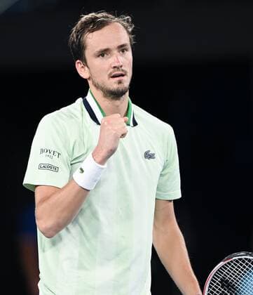 Mandatory Credit: Photo by James Gourley Shutterstock (12775245ep) Daniil Medvedev in semi final action Australian Open, Day Twelve, Tennis, Melbourne Park, Melbourne, Australia - 28 Jan 2022 Australian Open, Day Twelve, Tennis, Melbourne Park, Melbourne, Australia - 28 Jan 2022 Copyright: xJamesxGourley Shutterstockx 12775245ep