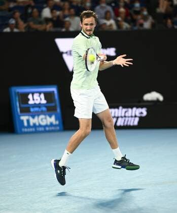 Mandatory Credit: Photo by James Gourley Shutterstock (12775245fm) Daniil Medvedev in semi final action Australian Open, Day Twelve, Tennis, Melbourne Park, Melbourne, Australia - 28 Jan 2022 Australian Open, Day Twelve, Tennis, Melbourne Park, Melbourne, Australia - 28 Jan 2022 Copyright: xJamesxGourley Shutterstockx 12775245fm