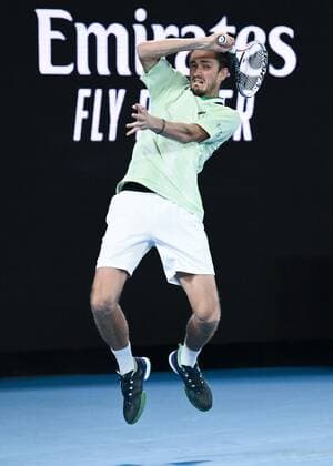 Mandatory Credit: Photo by James Gourley Shutterstock (12775245fw) Daniil Medvedev in semi final action Australian Open, Day Twelve, Tennis, Melbourne Park, Melbourne, Australia - 28 Jan 2022 Australian Open, Day Twelve, Tennis, Melbourne Park, Melbourne, Australia - 28 Jan 2022 Copyright: xJamesxGourley Shutterstockx 12775245fw