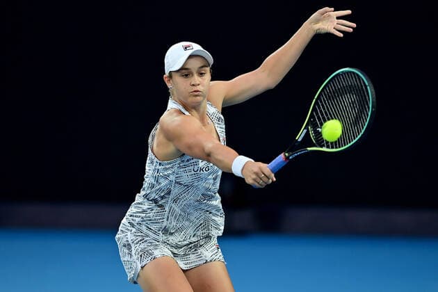 TENNIS AUSTRALIAN OPEN, Ashleigh Barty of Australia plays a shot during the Women?s singles final against Danielle Collins of the USA on Day 13 of the Australian Open, at Melbourne Park, in Melbourne, Saturday, January 29, 2022. ( NO ARCHIVING, EDITORIAL USE ONLY, NO USE IN BOOKS WITHOUT CONSENT MELBOURNE VIC AUSTRALIA  Copyright: xJOELxCARRETTx 20220129001618070186