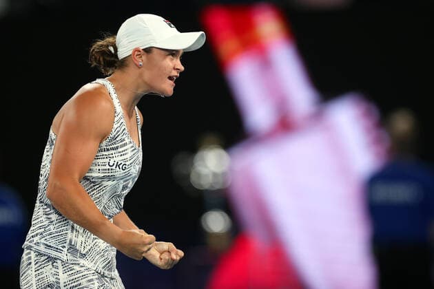 Mandatory Credit: Photo by Ella Ling Shutterstock (12778013bq) Ashleigh Barty celebrates victory in the Women s Singles Final Australian Open, Day Thirteen, Tennis, Melbourne Park, Melbourne, Australia - 29 Jan 2022 Australian Open, Day Thirteen, Tennis, Melbourne Park, Melbourne, Australia - 29 Jan 2022  Copyright: xEllaxLing Shutterstockx 12778013bq