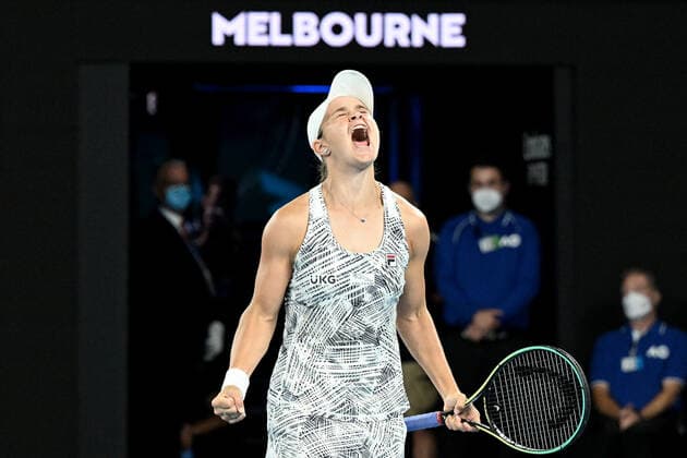 TENNIS AUSTRALIAN OPEN, Ashleigh Barty of Australia celebrates after winning the Women?s singles final against Danielle Collins of the USA on Day 13 of the Australian Open, at Melbourne Park, in Melbourne, Saturday, January 29, 2022. ( NO ARCHIVING, EDITORIAL USE ONLY, NO USE IN BOOKS WITHOUT CONSENT MELBOURNE VIC AUSTRALIA  Copyright: xDAVExHUNTx 20220129001618085440