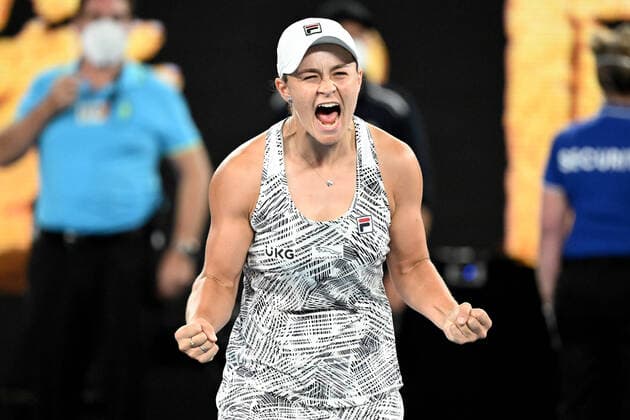 TENNIS AUSTRALIAN OPEN, Ashleigh Barty of Australia celebrates after winning the Women?s singles final against Danielle Collins of the USA on Day 13 of the Australian Open, at Melbourne Park, in Melbourne, Saturday, January 29, 2022. ( NO ARCHIVING, EDITORIAL USE ONLY, NO USE IN BOOKS WITHOUT CONSENT MELBOURNE VIC AUSTRALIA  Copyright: xDAVExHUNTx 20220129001618085901