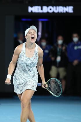 (220129) -- MELBOURNE, Jan. 29, 2022 -- Ashleigh Barty of Australia celebrates winning the women s singles final match against Danielle Collins of the United States at Australian Open in Melbourne, Australia, on Jan. 29, 2022. ) (SP)AUSTRALIA-MELBOURNE-TENNIS-AUSTRALIAN OPEN-WOMEN S SINGLES-FINAL BaixXuefei 