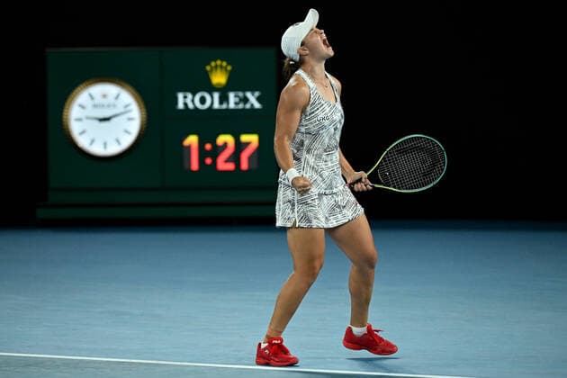 TENNIS AUSTRALIAN OPEN, Ashleigh Barty of Australia celebrates after winning the Women?s singles final against Danielle Collins of the USA on Day 13 of the Australian Open, at Melbourne Park, in Melbourne, Saturday, January 29, 2022. ( NO ARCHIVING, EDITORIAL USE ONLY, NO USE IN BOOKS WITHOUT CONSENT MELBOURNE VIC AUSTRALIA  Copyright: xDEANxLEWINSx 20220129001618092179