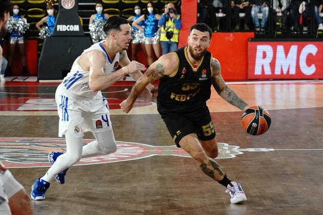 Mike James (AS Monaco) - Thomas heurtel (Real Madrid) BASKETBALL : AS Monaco vs Real Madrid - Euroleague - Monaco - 28 01 2022 NorbertScanella Panoramic 