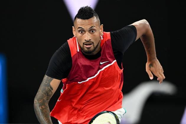 Mandatory Credit: Photo by James Gourley Shutterstock (12778010ej) Nick Kyrgios during the Men s Doubles final Australian Open, Day Thirteen, Tennis, Melbourne Park, Melbourne, Australia - 29 Jan 2022 Australian Open, Day Thirteen, Tennis, Melbourne Park, Melbourne, Australia - 29 Jan 2022 Copyright: xJamesxGourley Shutterstockx 12778010ej
