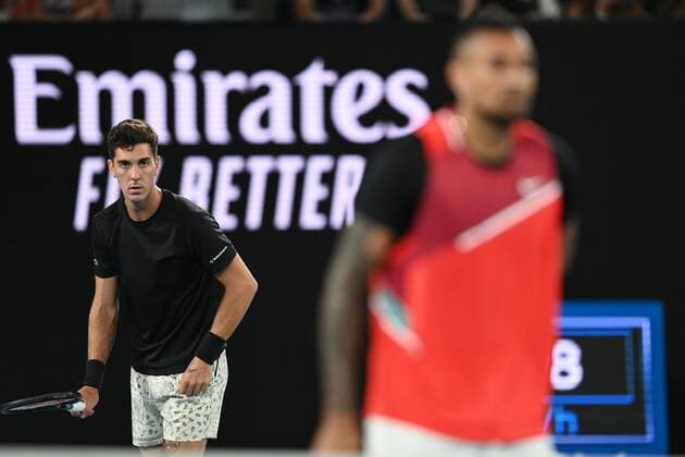 Mandatory Credit: Photo by James Gourley Shutterstock (12778010ep) Nick Kyrgios and Thanasi Kokkinakis during their Men s Doubles final Australian Open, Day Thirteen, Tennis, Melbourne Park, Melbourne, Australia - 29 Jan 2022 Australian Open, Day Thirteen, Tennis, Melbourne Park, Melbourne, Australia - 29 Jan 2022 Copyright: xJamesxGourley Shutterstockx 12778010ep