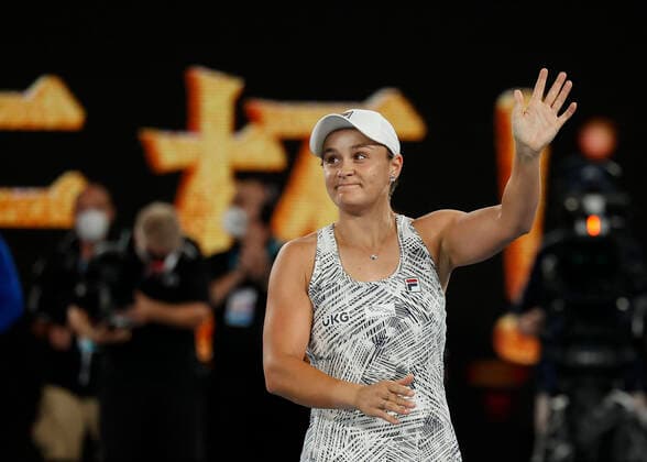 Ashleigh Barty AUS waves and thanks spectators, fans after winning Tennis Australian Open 2022 Grand Slam Melbourne Park Melbourne Victoria Australia 29 January 2022 Copyright: xJuergenxHasenkopfx