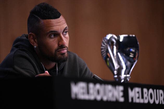 TENNIS AUSTRALIAN OPEN, Nick Kyrgios of Australia during a press conference, PK, Pressekonferenz following their Men?s Doubles Final win against Matthew Ebden and Max Purcell of Australia on Day 13 of the Australian Open, at Melbourne Park, in Melbourne, Sunday, January 30, 2022. ( NO ARCHIVING, EDITORIAL USE ONLY, NO USE IN BOOKS WITHOUT CONSENT MELBOURNE VIC AUSTRALIA Copyright: xJAMESxROSSx 20220130001618120747
