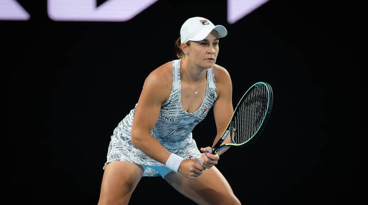 January 29, 2022, MELBOURNE, AUSTRALIA: Ashleigh Barty of Australia in action during the final of the 2022 Australian Open Grand Slam Tennis Tournament against Danielle Collins of the United States MELBOURNE AUSTRALIA - ZUMAa181 20220129_zaa_a181_029 Copyright: xRobxPrangex