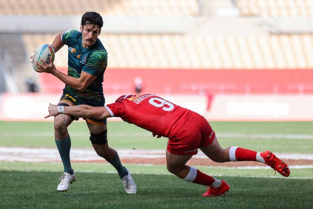 January 29, 2022, Sevilla, Sevilla, Spain: Henry Paterson of Australian in action during the Men s HSBC World Rugby Sevens Series 2022 match between Australian and Canada at the La Cartuja stadium in Seville, on January 29, 2022. Sevilla Spain - ZUMAd159 20220129_zia_d159_089 Copyright: xJosexLuisxContrerasx
